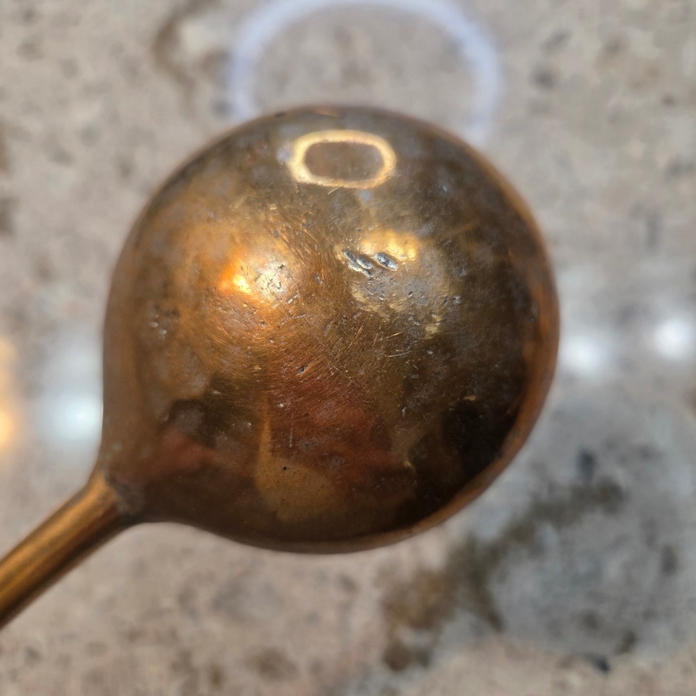 Vintage Handcrafted Long Handle Brass Spoon Etched Primitive Decorative Ladle 17 - Picture 6 of 13